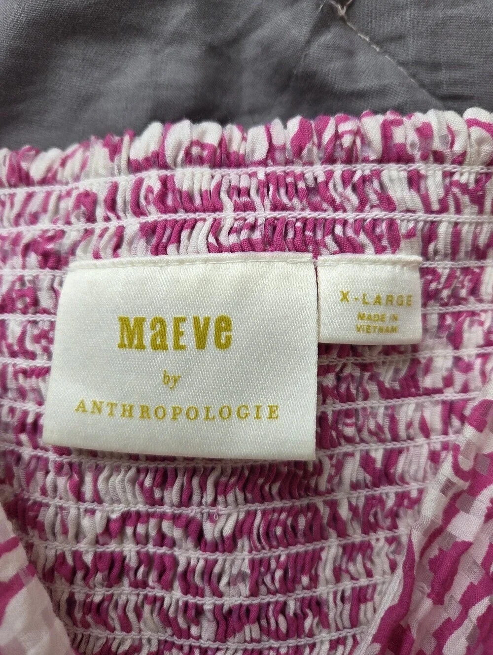 Maeve for Anthropologie Pink White Floral Smocked Wrap Puff-Sleeve Crop Top XL